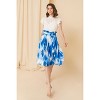 Slickblue Self-Buckle Belt Printed Skirt – Blue – S/M/L – Pleated Full Skirt with Customizable Fit for Casual Outings - 3 of 4