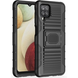 Nakedcellphone Case for Samsung Galaxy A12 - Rugged Hybrid Phone Cover with Stand - Screen Protector Included - Black - 1 of 4