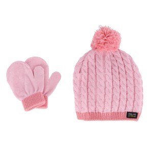 Polar Extreme Kids' Infant Cable Knit Winter Beanie and Mitten Set - 1 of 3