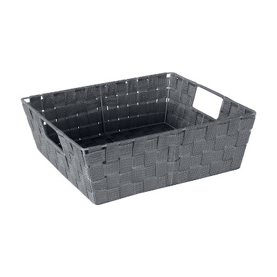 Simplify Large 13" Woven Strap Storage Bin Gray