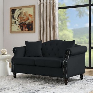 CAVINAS Upholstered Sofa Tufted Couch with Rolled Arms and Nailhead, Chesterfield Sofa, Loveseat Sofa with Pillows, Velvet Sofa for Living Room - 1 of 4