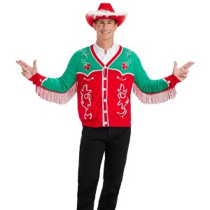Tipsy Elves Mens Christmas Cowboy Cardigan Sweater - 1 of 3