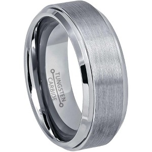 Jewelry Avalanche High Center Brushed Finish Beveled Tungsten Carbide Wedding Band, Comfort-fit, 8mm - 1 of 4
