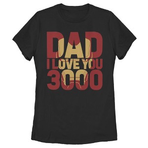 Women's Marvel Father's Day Iron Man Dad Love You 3000 Text T-Shirt - 1 of 3