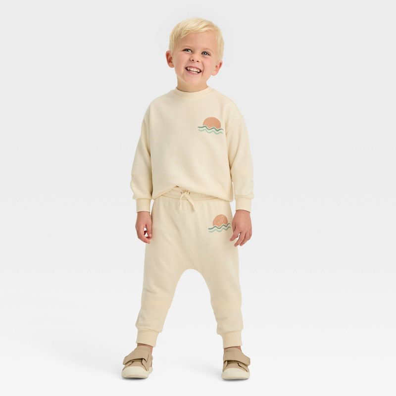 Grayson Mini Toddler Boys' French Terry Crew Neck Sweatshirt - Off-White, 3 of 6
