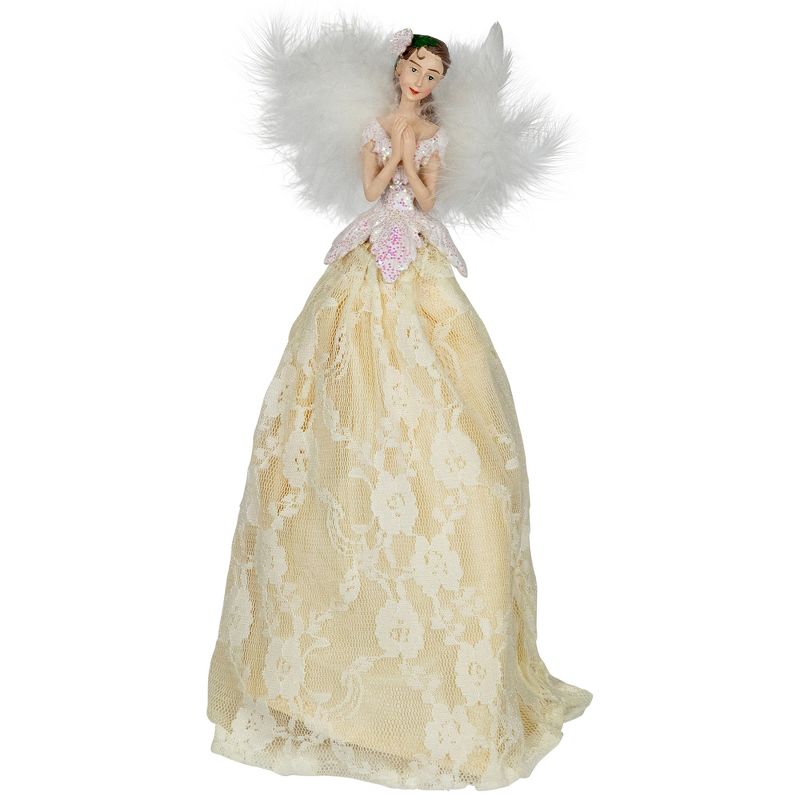 Northlight 10" Champagne and White Angel Christmas Tree Topper, Unlit, 1 of 5