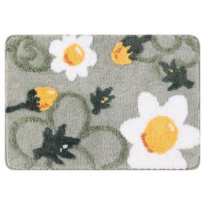 Unique Bargains Non-slip Cute Flower Pattern Soft Absorbent Microfiber ...