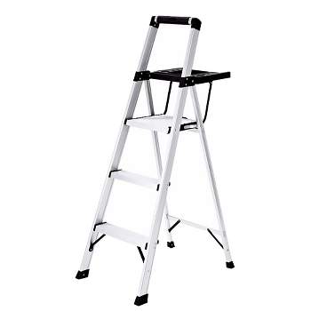 Rubbermaid 3-Step Lightweight Aluminum Step Stool with Oversized Project Tray
