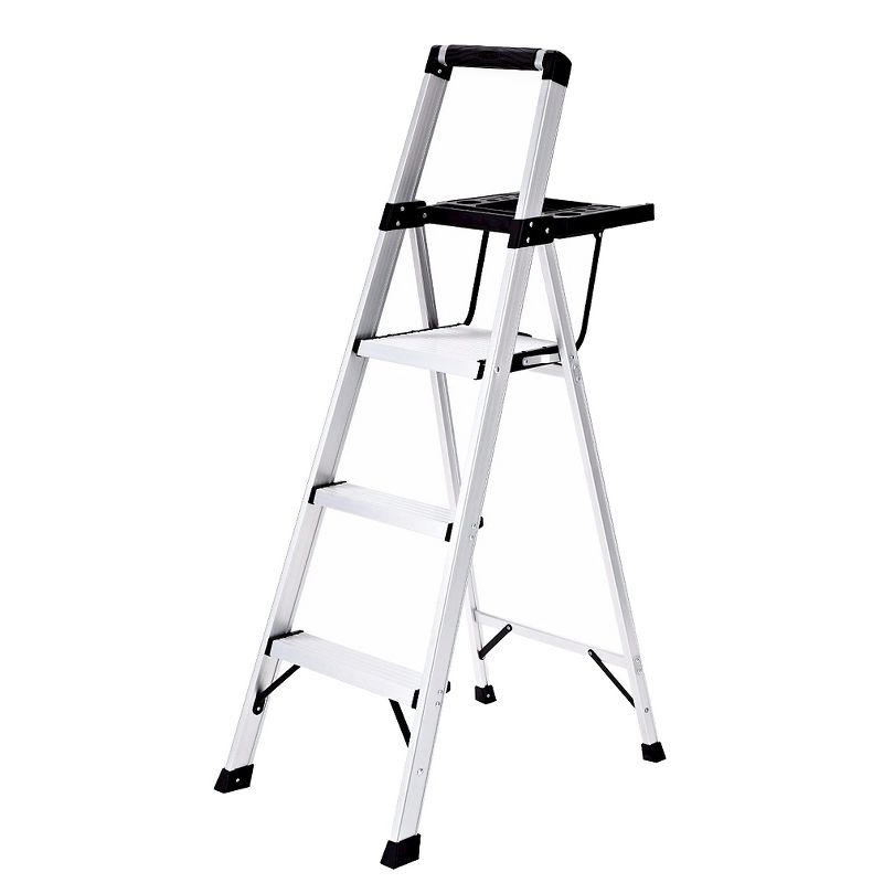 Rubbermaid 3-Step Lightweight Aluminum Step Stool with Oversized Project Tray, 1 of 6