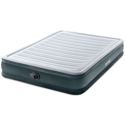 INTEX 67769ED Dura-Beam Deluxe Comfort-Plush Mid-Rise Air Mattress: Fiber-Tech – Queen Size – Built-in Electric Pump – 13in Bed Height – 600lb Weight