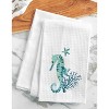 C&F Home Seahorse & Coral Embroidered Cotton Waffle Weave Kitchen Towel - 2 of 2