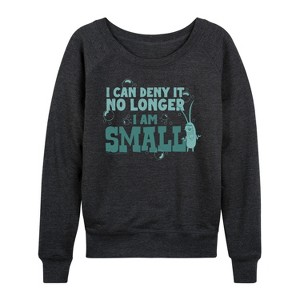 Women's - SpongeBob SquarePants - Plankton I Am Small Lightweight French Terry Wide Neck Long Sleeve Shirt - 1 of 4