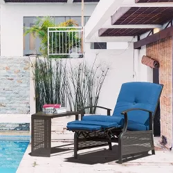 Jeremy Cass Metal Frame Outdoor Deck Lounger with Removable Cushion Navy
