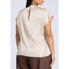 ELOQUII Women's Plus Size Pleat Detail Satin Shirt - 22, Dew - 3 of 4