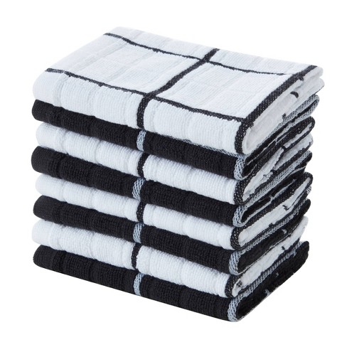 2-Piece Kitchen Towels Solid Black Terry Towel Real Living