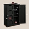Wooden Bathroom Floor Storage Cabinet with 4 Drawers and 1 Cupboard Freestanding Entryway Organizer Home Decor Black - 3 of 4