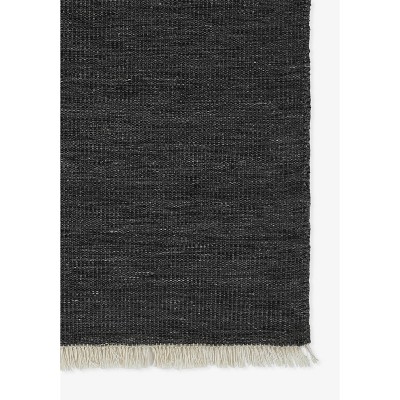 Handwoven Black Synthetic Indoor/Outdoor Rug with Fringe Detail - 5' x 8'