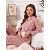 INSPIRE CHIC Women's Loungewear Button Up Cute Pattern Print Long Sleeve Notched Collar Pants Set with Pockets Pajama Set - 3 of 4