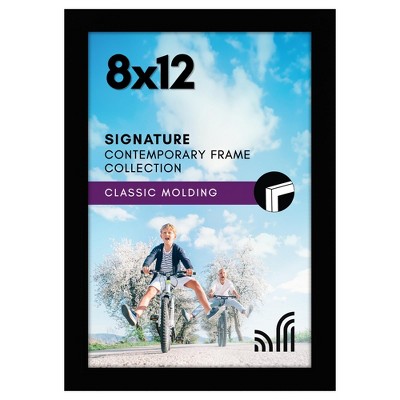 Americanflat Picture Frame in Black MDF / Shatter Resistant Glass Horizontal and Vertical Formats for Wall and Tabletop - 8" x 12"