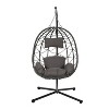 Nestfair 74.8" Outdoor Patio Wicker Swing Egg Chair with Cushion Dark Gray - 2 of 4