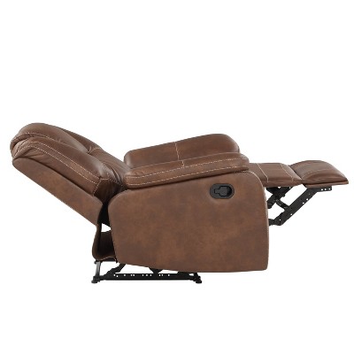 Katrine Chestnut Brown Faux-Leather Reclining Sofa Set