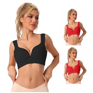 INSPIRE CHIC Women's Wirefree Bra Full Coverage Push Up Vest Bralettes 3 Packs - 1 of 4