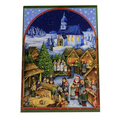 Christmas 13.5" Church  Market Advent Calendar Germany Nativity Santa  -  Advent Calendar