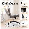 VINGLI Mid Back Armless Office Desk Chair with Wheels/no Wheels,360°Rocking Swivel Vanity Chair with Thickened Cushion， Linen Dark Grey - 3 of 4