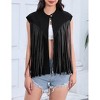 Women's Fringe Vest 70s Denim Zip Up Jacket Hippie Sleeveless Loose Costume - 2 of 4
