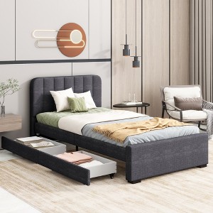 Twin Size Platform Bed with 2 Storage Drawers and Headboard with USB - 1 of 4