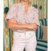 Women's Floral Jacquard Puff Sleeve Top - voy - 4 of 4