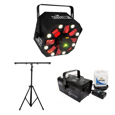 Chauvet DJ SWARM 5FX RGBAW LED Derby Strobe Light + Light Stand + Fog Machine