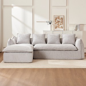 TiramisuBest LY-003 Beige White Deep Seat Compression Sofa 3 Seater with Beige for sofa - 1 of 4