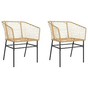 vidaXL Garden Chair Brown PE rattan, powder-coated steel Standard - 1 of 4