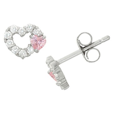 0.52 CT. T.W. Children's Round and Heart-cut Cubic Zirconia Stud Earrings In Sterling Silver