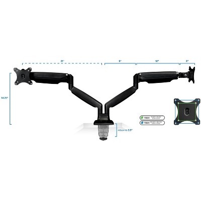 Dual Monitor Adjustable Arm Desk Mount with Gas Spring