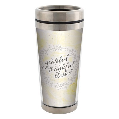 Grateful Thankful Blessed Stainless Steel 16 oz Travel Mug with Lid