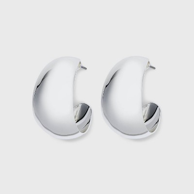 Thin Medium Hoop Earrings - A New Day™ Silver