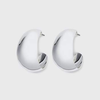 Thin Smooth Medium Hoop Earrings - A New Day™