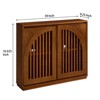 Homy Casa Solid Wood & MDF Storage Cabinet with Dual Slatted Doors for Entryway, Living Room – Brown - 3 of 4