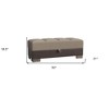 HomeRoots 52" Sand and Brown Chenille And Faux Leather Storage Ottoman - 3 of 4
