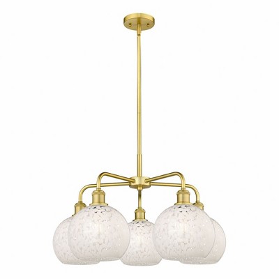 White Mouchette - 5 Light Stem Hung Chandelier In Modern Style-15.5 Inches Tall and 26 Inches Wide