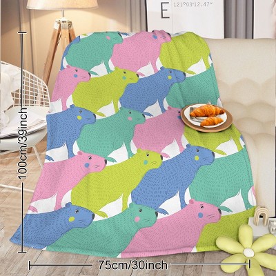 Colorful Capybara Flannel Blankets Capybara Rodent Animal Blankets for Bed Sofa Couch Super Soft Lightweight Animal Blanket 30*40 Inches
