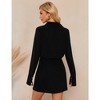 Women's Long Sleeve V Neck Mini Wrap Dress Belted Split Business Casual Work Short Shirt Blazer Dress - 4 of 4