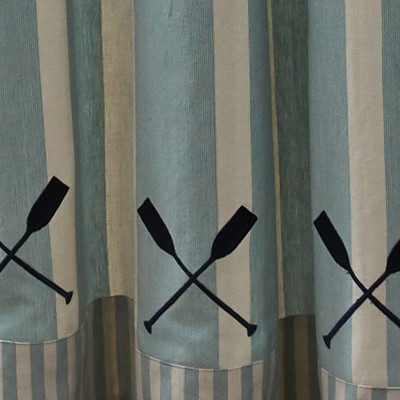 Light Blue and Cream Striped Cotton Shower Curtain 72" x 72"