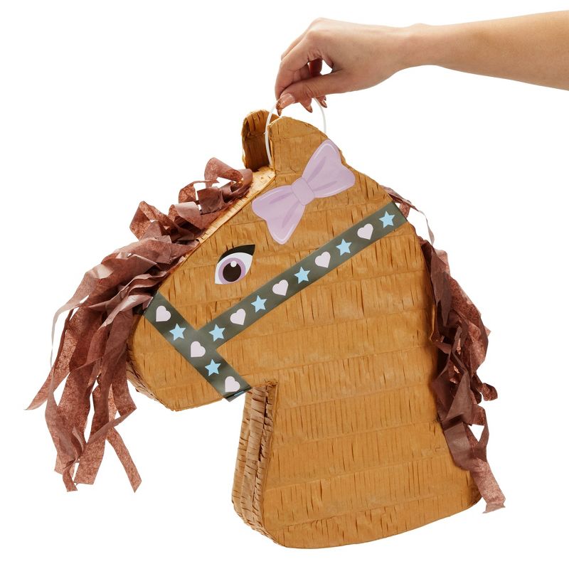 Blue Panda Small Pony Design Pinata for Wild West Horse Themed Cowgirl Birthday, Farm Party Supplies and Decorations, 12 x 16 x 3 in, 4 of 9