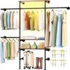 Aheaplus 87-In Heavy-Duty Garment Rack with Wooden Shelves, Pipe Closet Organizer with 4 Hanging Rods - 2 of 4