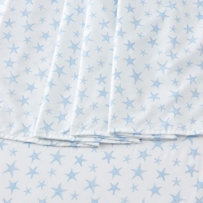 Twin Blue Starfish Coastal Microfiber Sheet Set