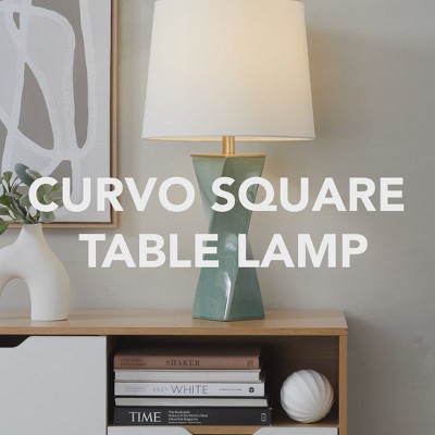 Curvo 30" Table Lamps Set with White Linen Shade