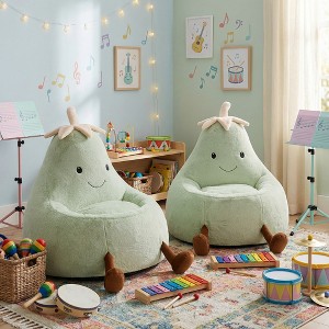 Spassway 2-Piece Cartoon Eggplant Bean Bag Chairs with Faux Rabbit Fur Cover for Kid Memory Foam Bean Bag Sofa Reading Seats for Playroom Living Room - 1 of 4